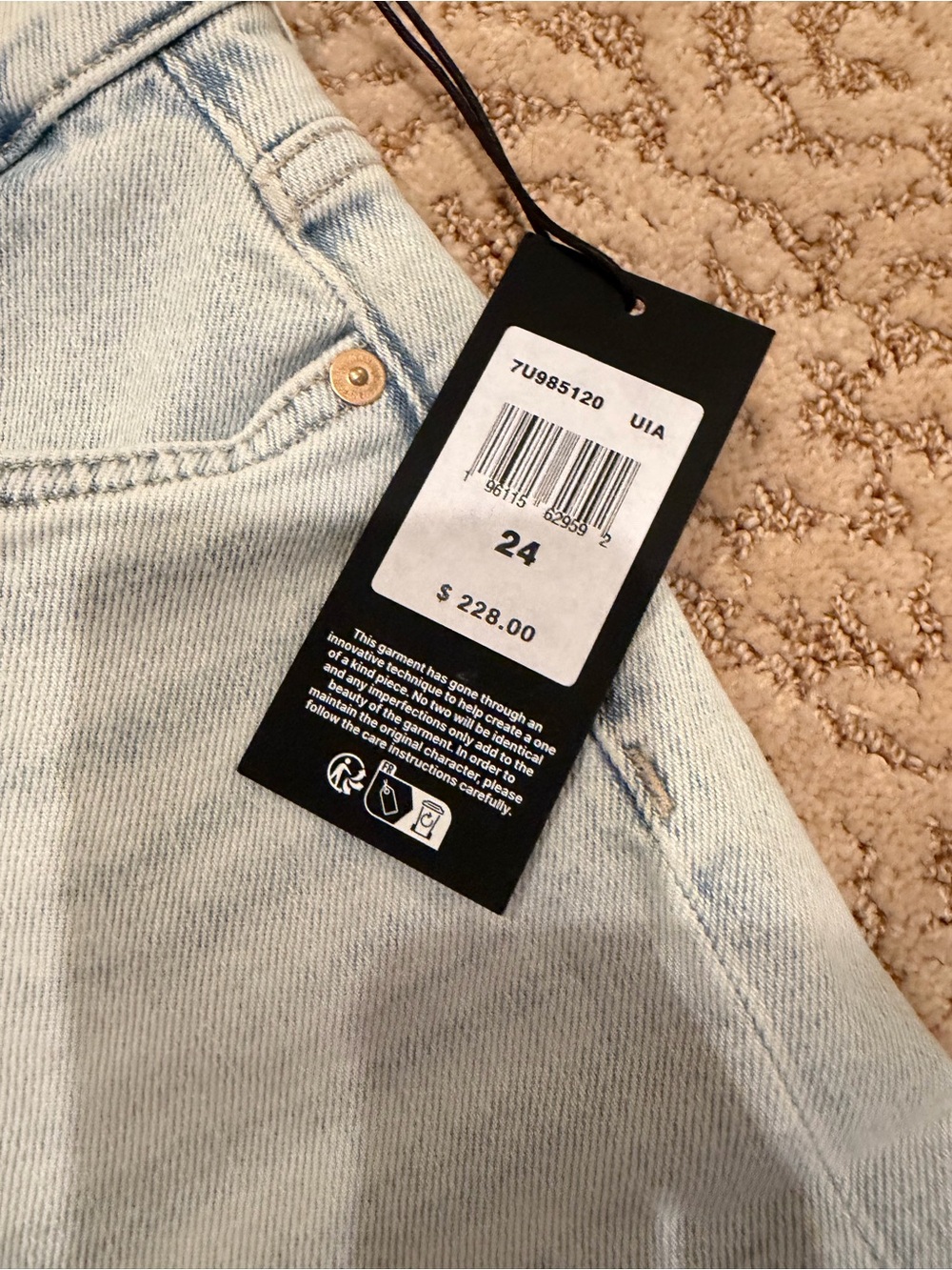 7 For All Mankind Ultra High Rise Cropped Joe in Maui SIZE 24/25 NWT! - Picture 9 of 14